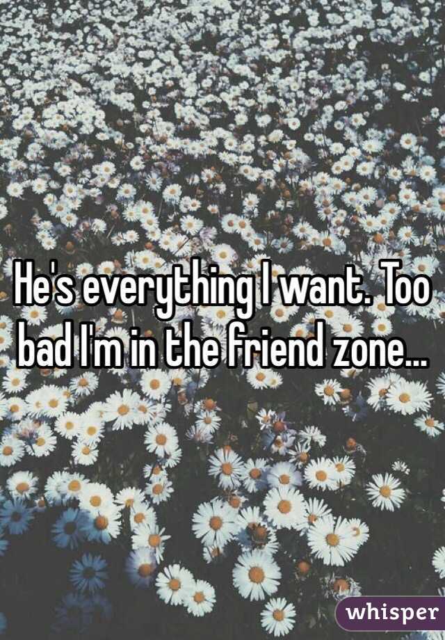 He's everything I want. Too bad I'm in the friend zone...