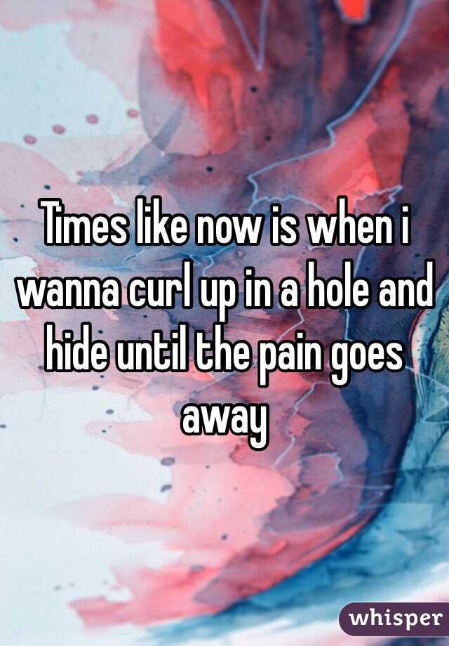 Times like now is when i wanna curl up in a hole and hide until the pain goes away