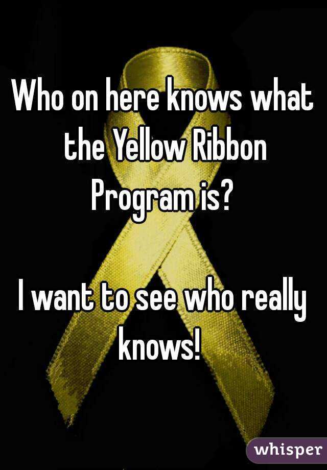 Who on here knows what the Yellow Ribbon Program is? 

I want to see who really knows!  