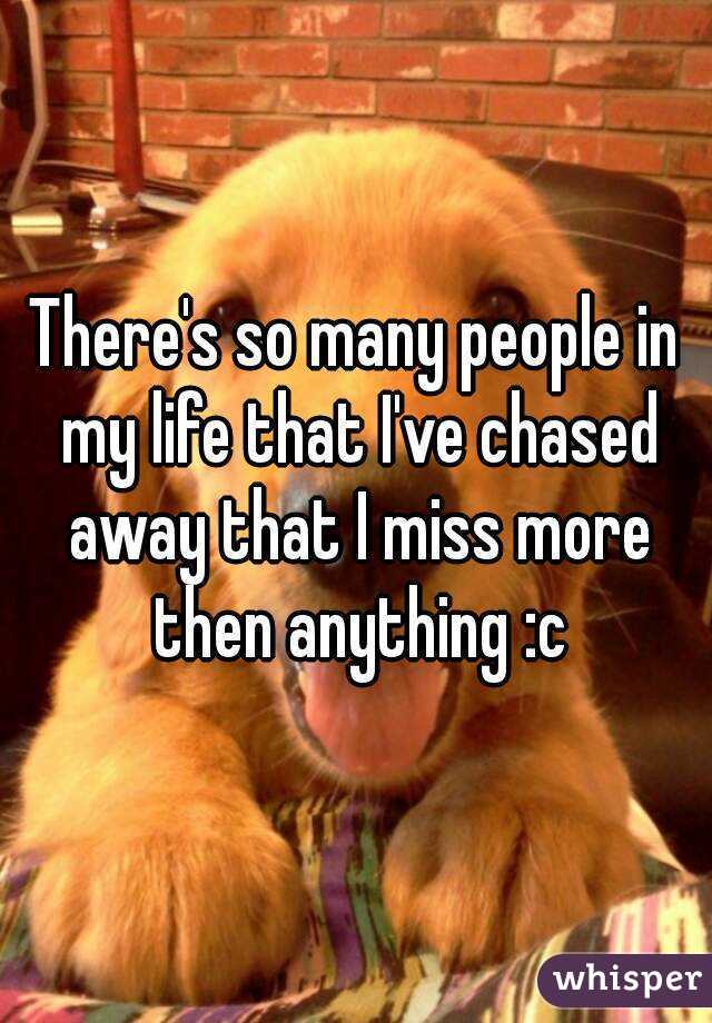 There's so many people in my life that I've chased away that I miss more then anything :c