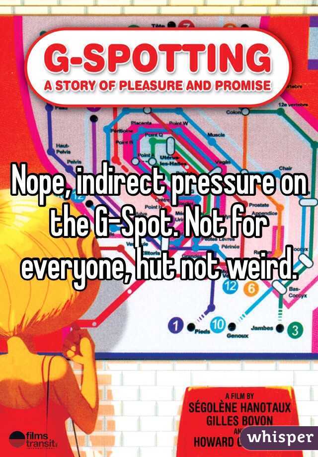 Nope, indirect pressure on the G-Spot. Not for everyone, hut not weird.