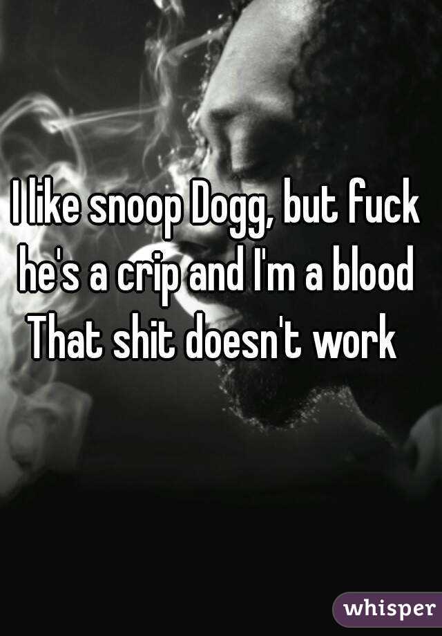 I like snoop Dogg, but fuck he's a crip and I'm a blood 
That shit doesn't work 