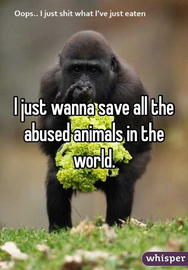 I just wanna save all the abused animals in the world. 