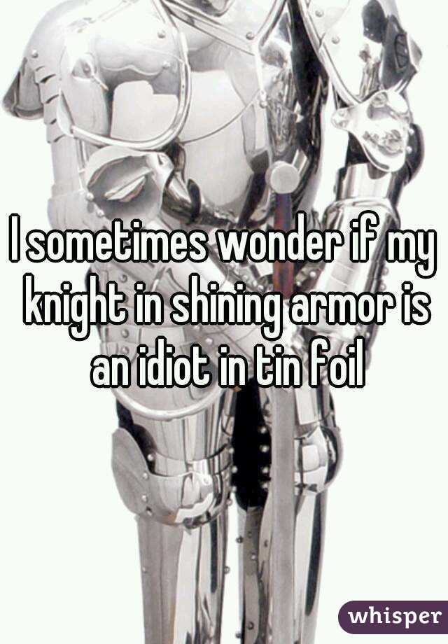 I sometimes wonder if my knight in shining armor is an idiot in tin foil