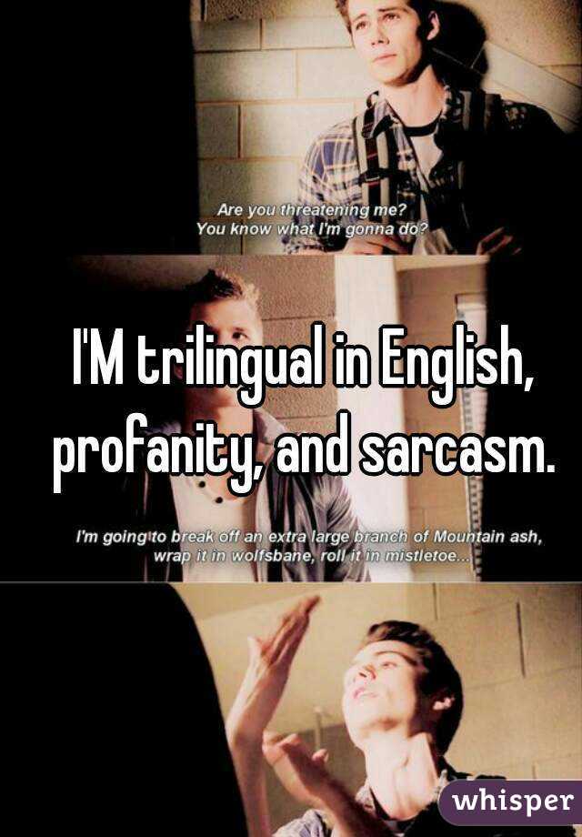 I'M trilingual in English, profanity, and sarcasm. 