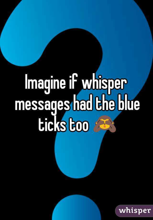 Imagine if whisper messages had the blue ticks too 🙈