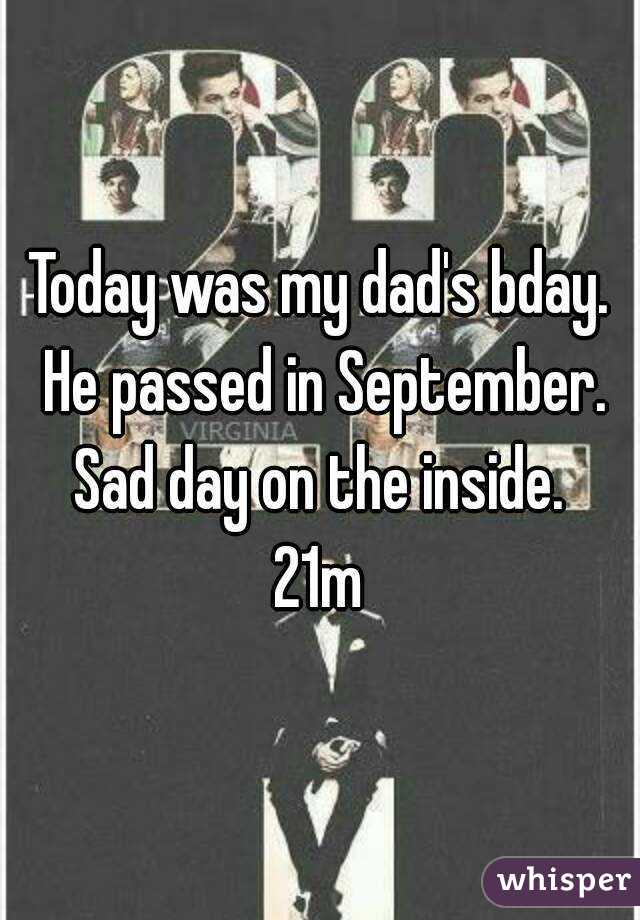 Today was my dad's bday. He passed in September. Sad day on the inside. 
21m