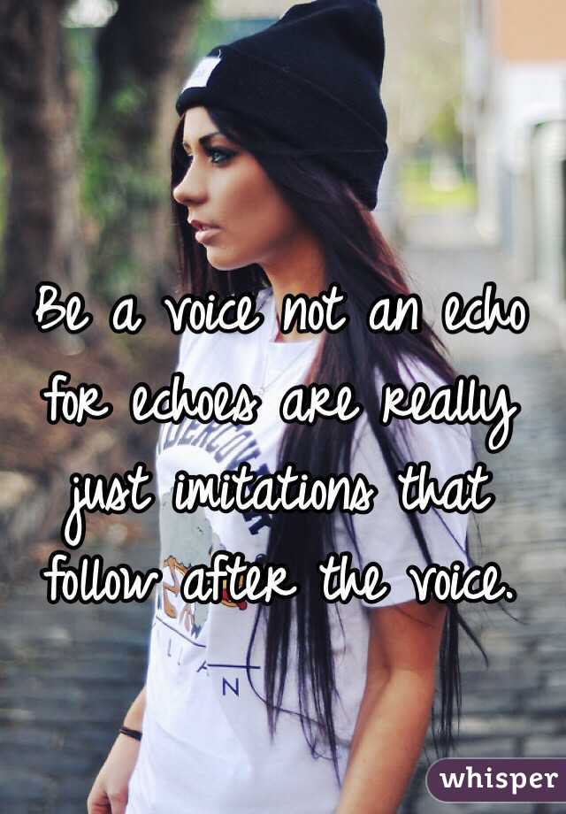 Be a voice not an echo for echoes are really just imitations that follow after the voice. 