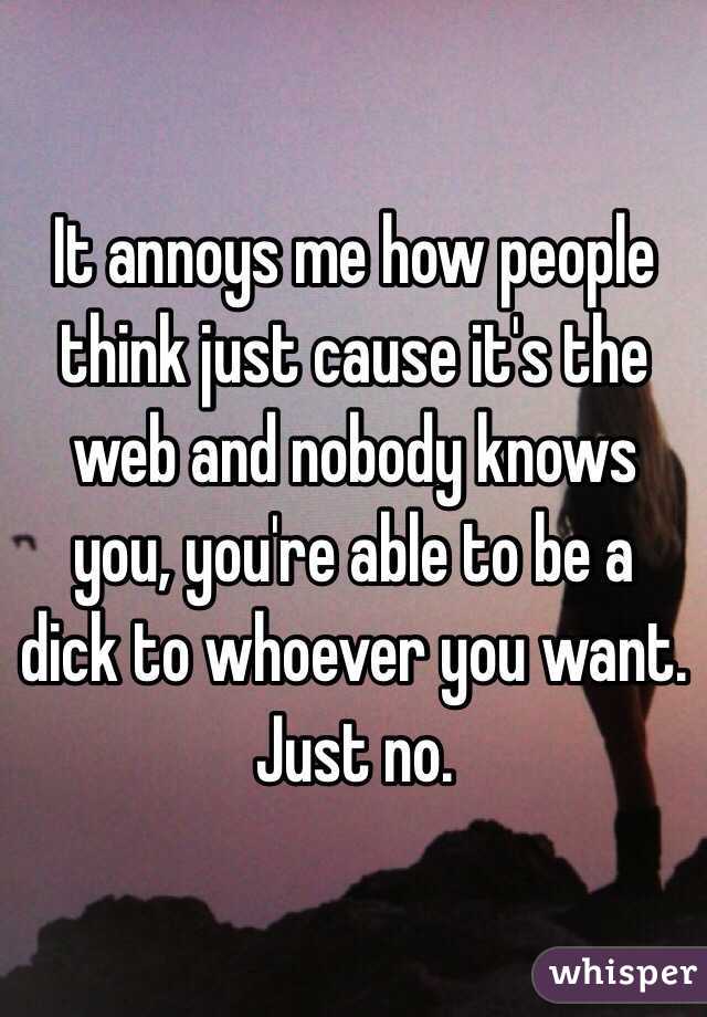 It annoys me how people think just cause it's the web and nobody knows you, you're able to be a dick to whoever you want. Just no.