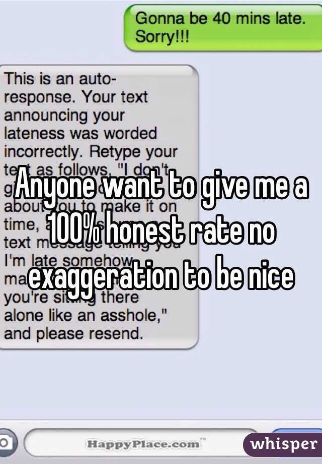 Anyone want to give me a 100% honest rate no exaggeration to be nice 