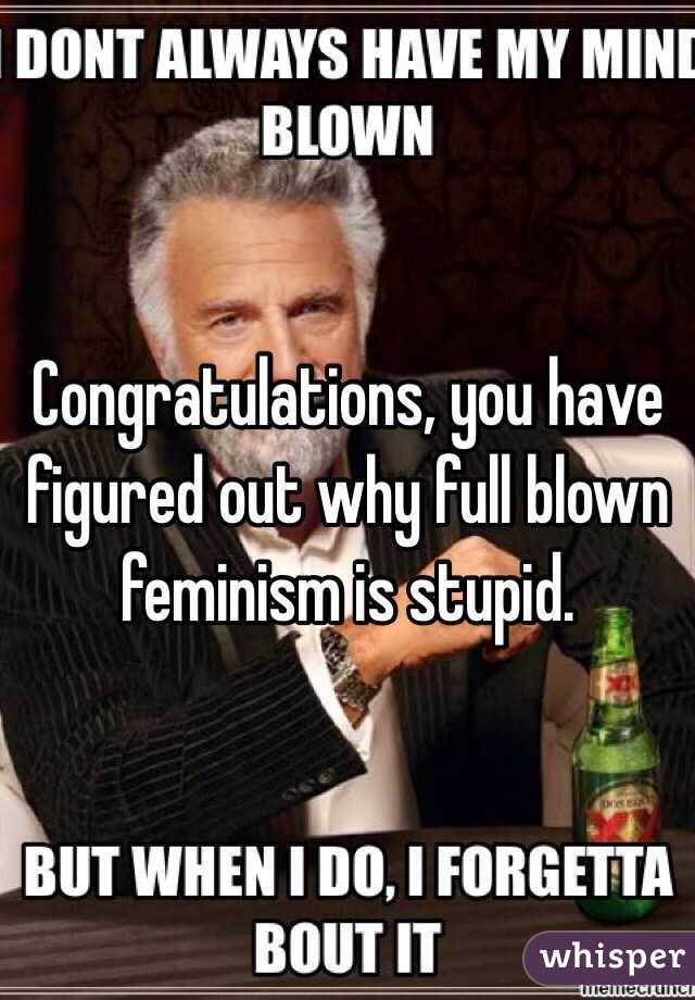 Congratulations, you have figured out why full blown feminism is stupid.
