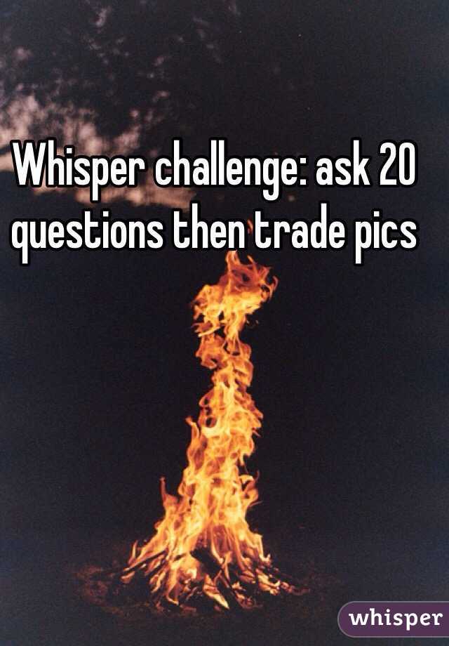 Whisper challenge: ask 20 questions then trade pics 