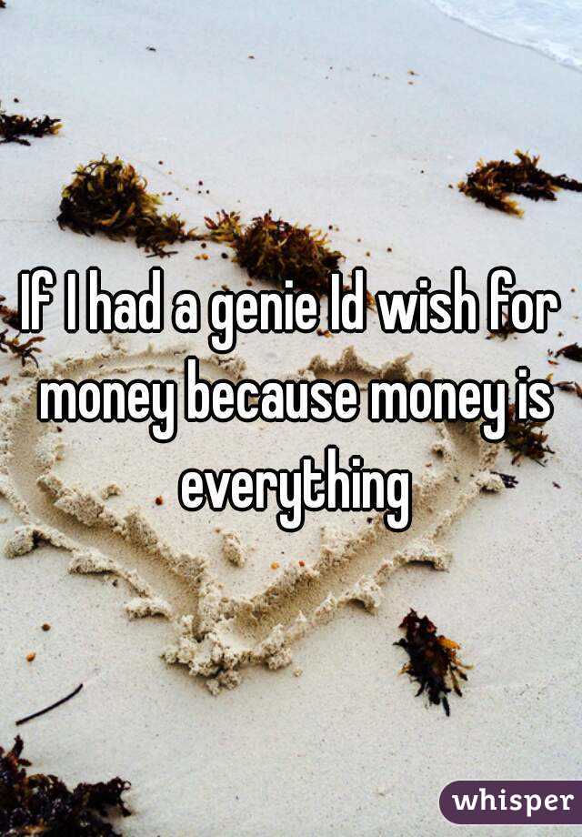 If I had a genie Id wish for money because money is everything