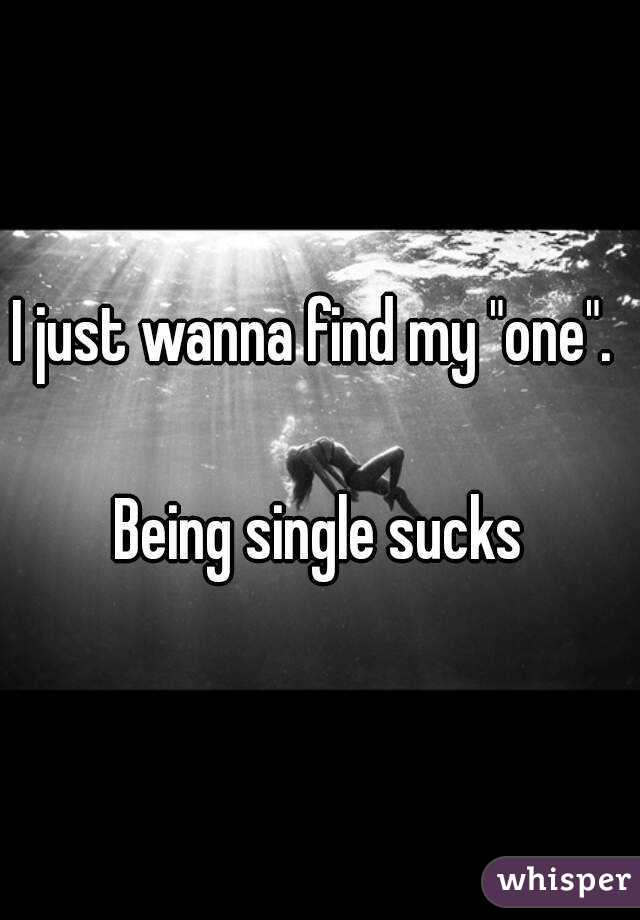 I just wanna find my "one". 

Being single sucks