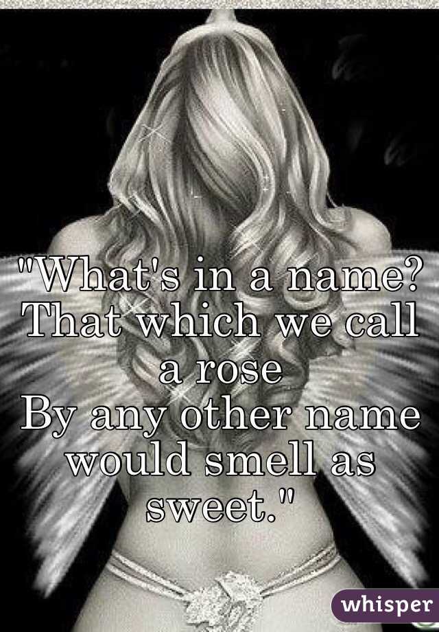 
"What's in a name? That which we call a rose
By any other name would smell as sweet."