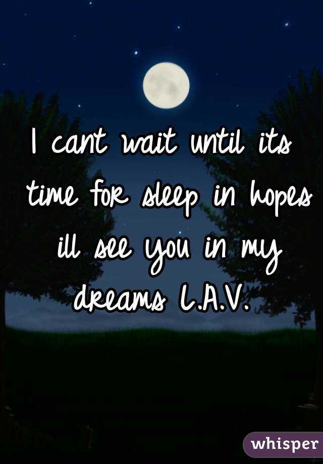 I cant wait until its time for sleep in hopes ill see you in my dreams L.A.V. 