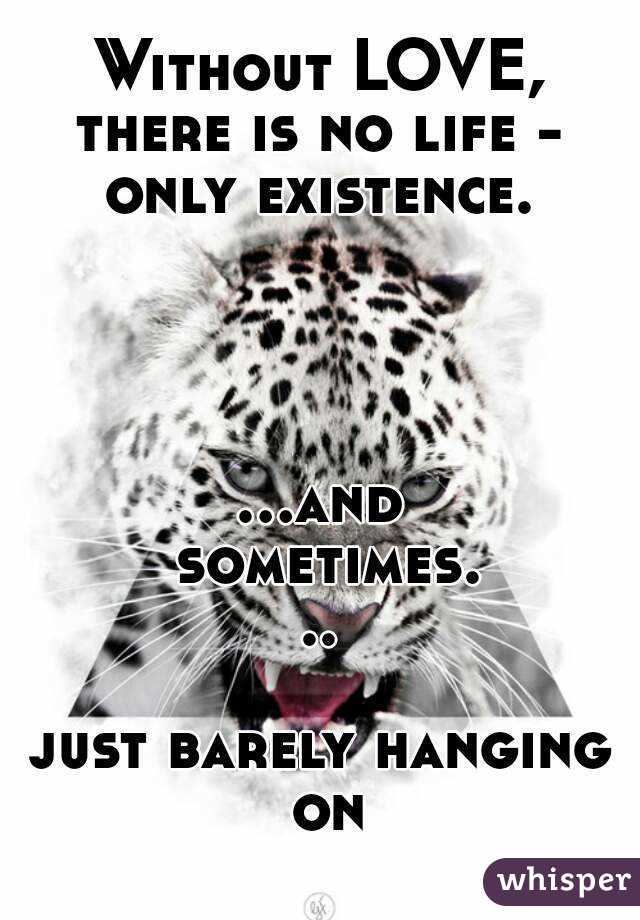 Without LOVE,
there is no life -
only existence.




...and sometimes...

just barely hanging on