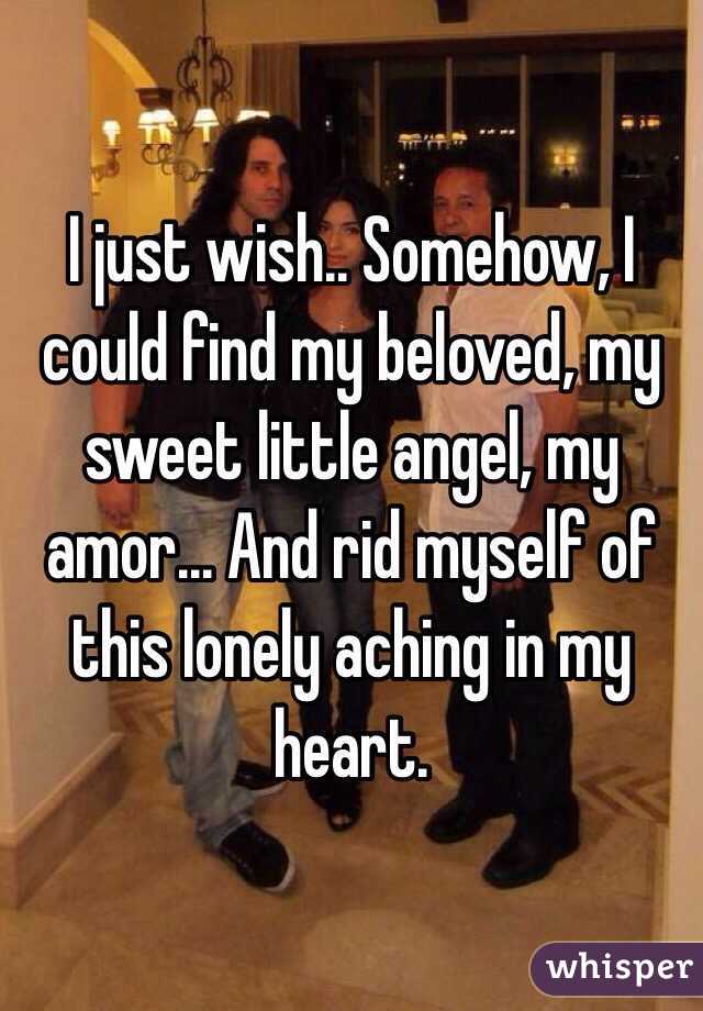 I just wish.. Somehow, I could find my beloved, my sweet little angel, my amor... And rid myself of this lonely aching in my heart. 