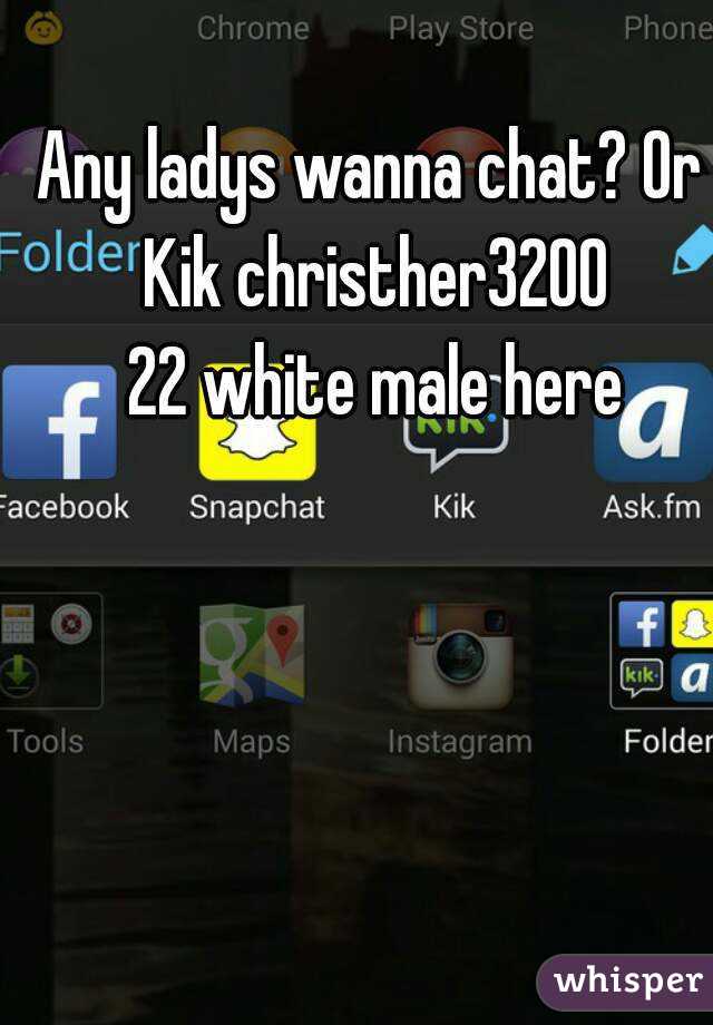 Any ladys wanna chat? Or Kik christher3200
 22 white male here