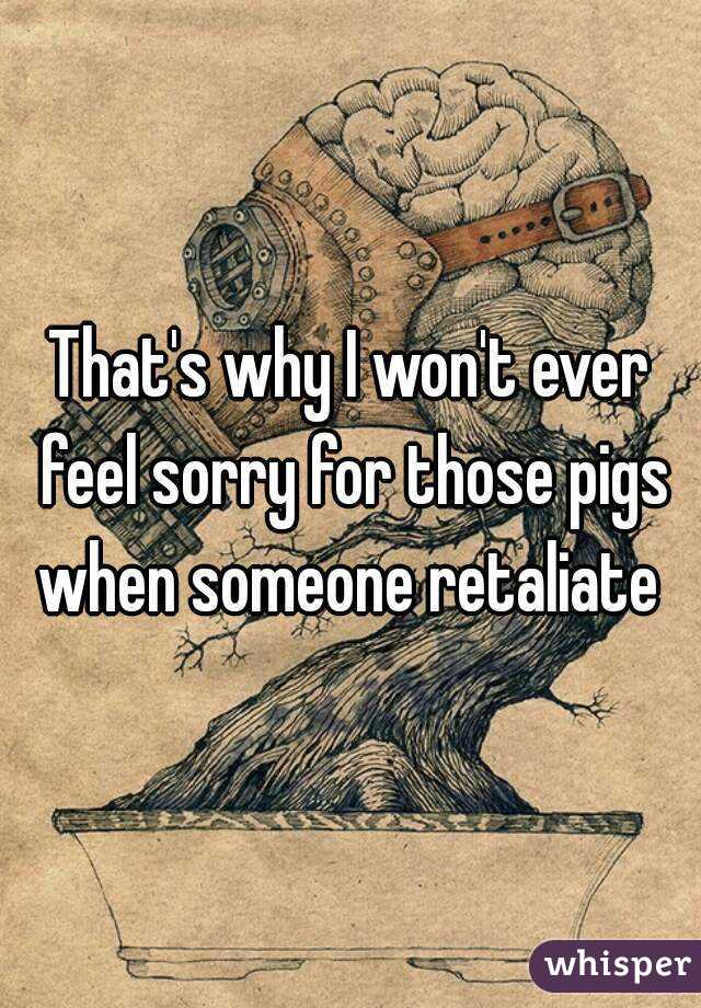 That's why I won't ever feel sorry for those pigs when someone retaliate 