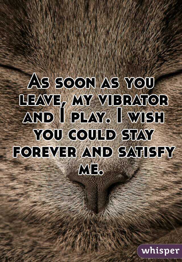 As soon as you leave, my vibrator and I play. I wish you could stay forever and satisfy me. 