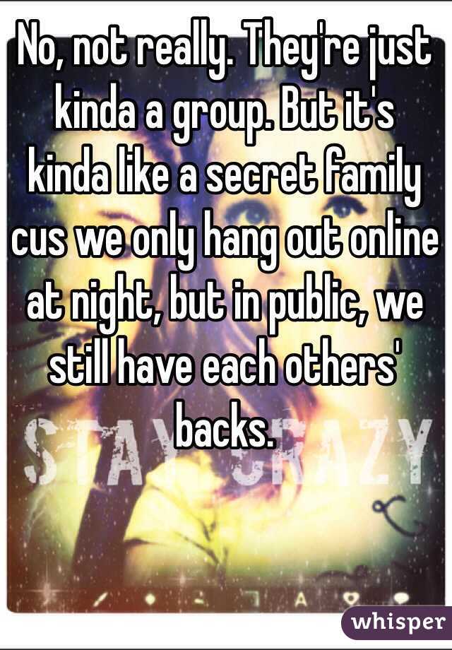 No, not really. They're just kinda a group. But it's kinda like a secret family cus we only hang out online at night, but in public, we still have each others' backs. 