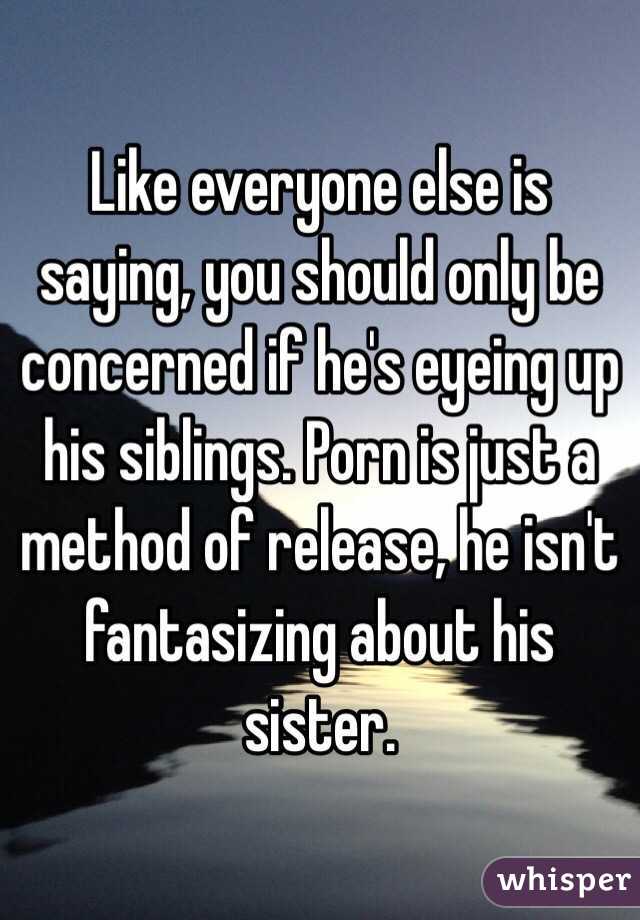 Like everyone else is saying, you should only be concerned if he's eyeing up his siblings. Porn is just a method of release, he isn't fantasizing about his sister.