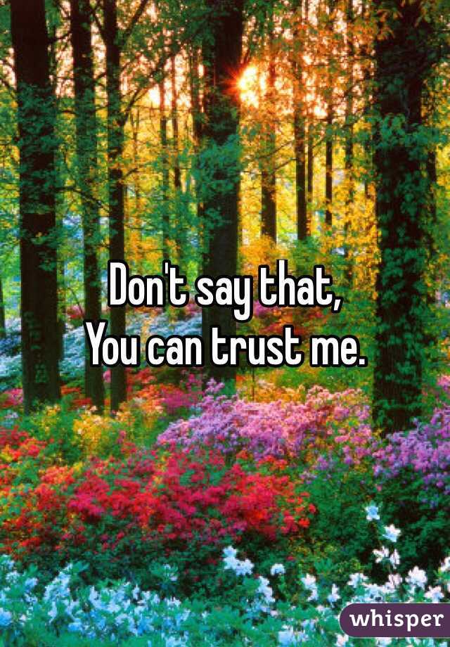 Don't say that,
You can trust me.
