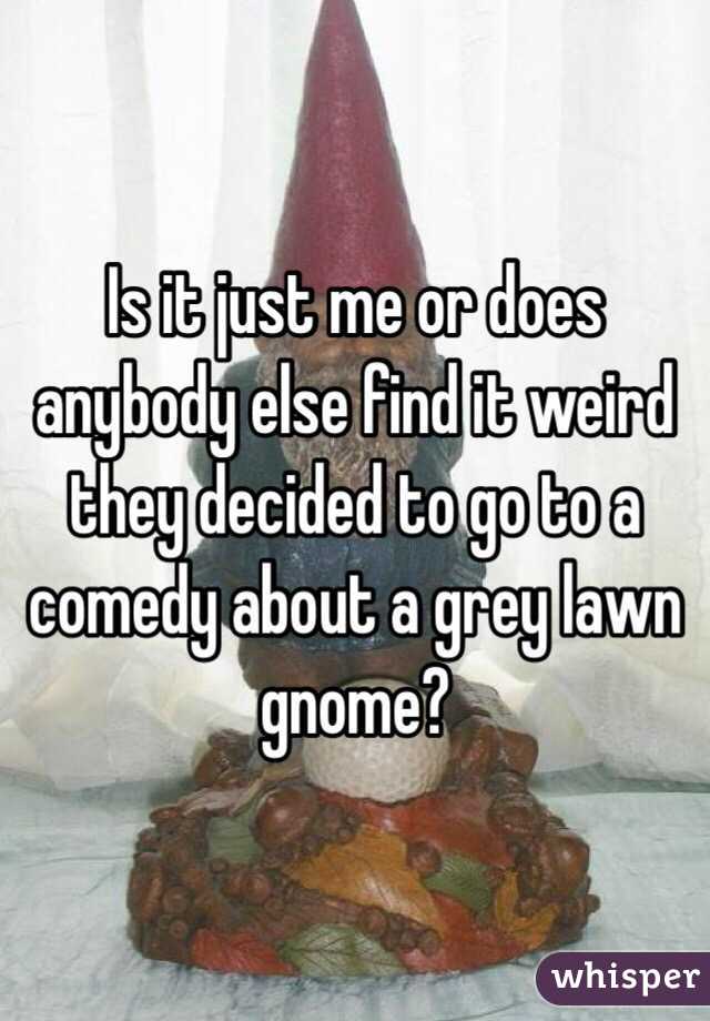 Is it just me or does anybody else find it weird they decided to go to a comedy about a grey lawn gnome? 