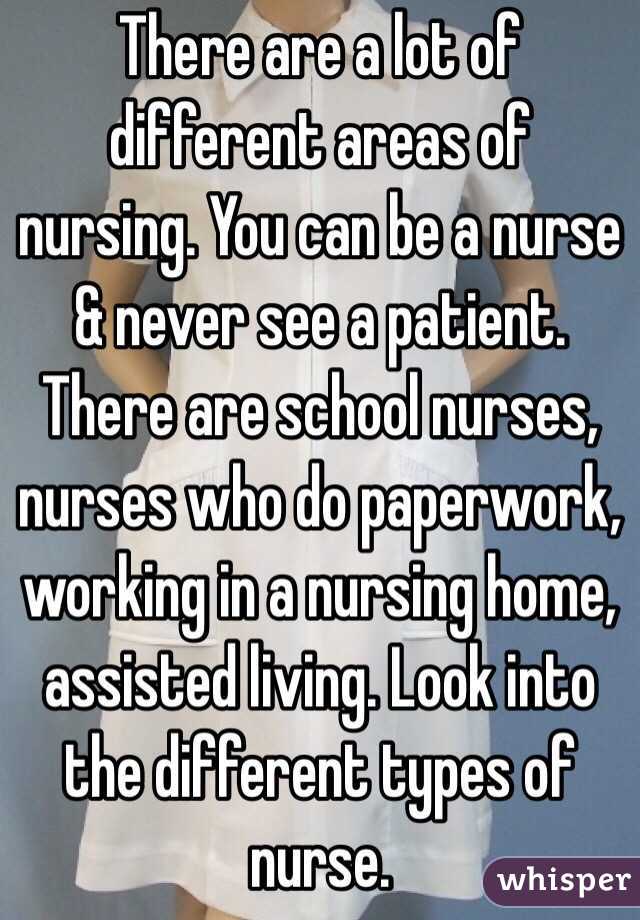 There are a lot of different areas of nursing. You can be a nurse & never see a patient. There are school nurses, nurses who do paperwork, working in a nursing home, assisted living. Look into the different types of nurse. 