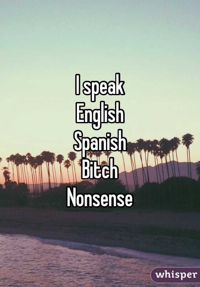 I speak
English
Spanish
Bitch
Nonsense 