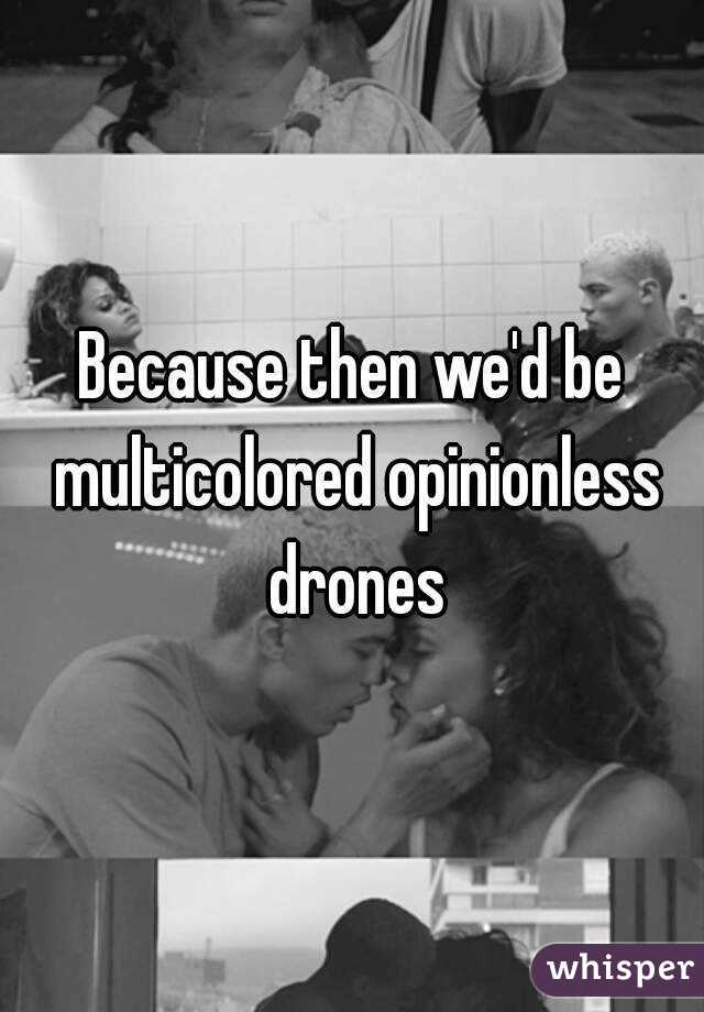 Because then we'd be multicolored opinionless drones