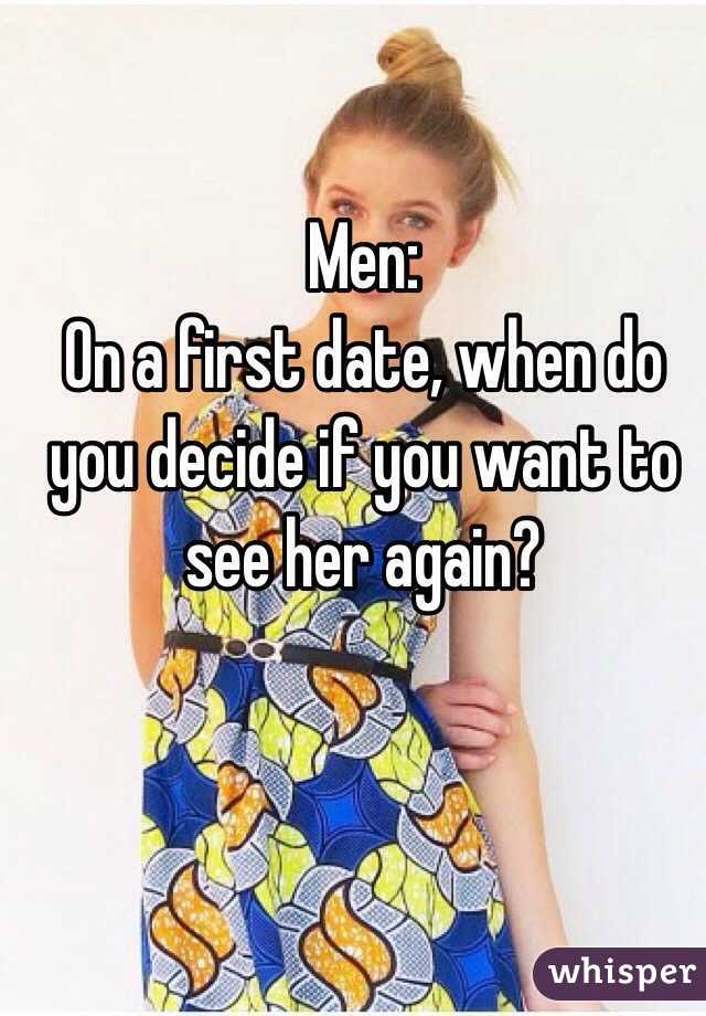 Men:
On a first date, when do you decide if you want to see her again?