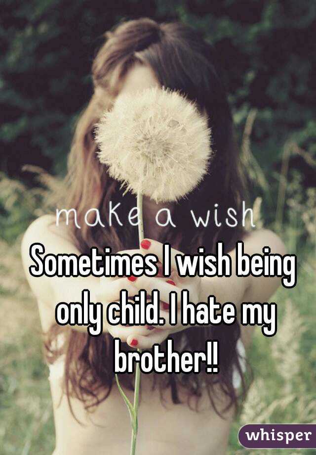 Sometimes I wish being only child. I hate my brother!!