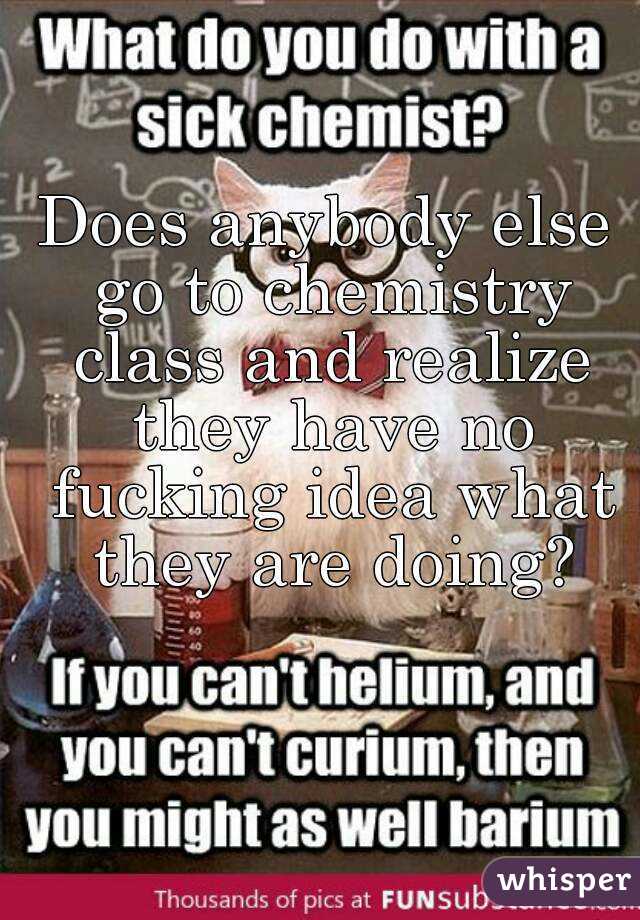 Does anybody else go to chemistry class and realize they have no fucking idea what they are doing?
