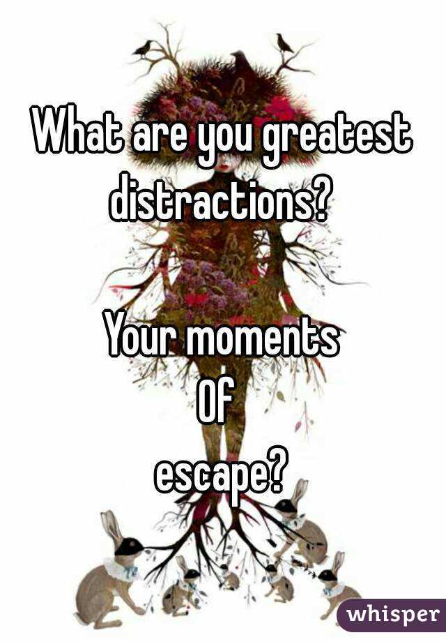 What are you greatest distractions? 

Your moments
Of 
escape?