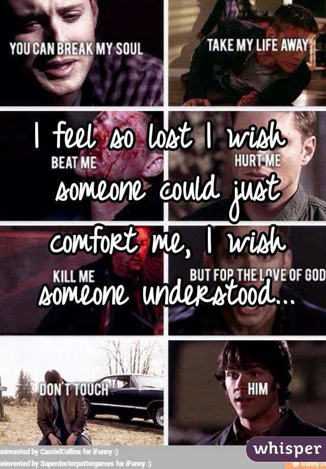 I feel so lost I wish someone could just comfort me, I wish someone understood...
