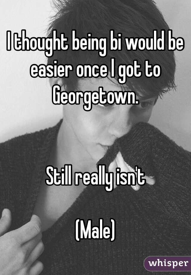 I thought being bi would be easier once I got to Georgetown. 


Still really isn't

(Male)