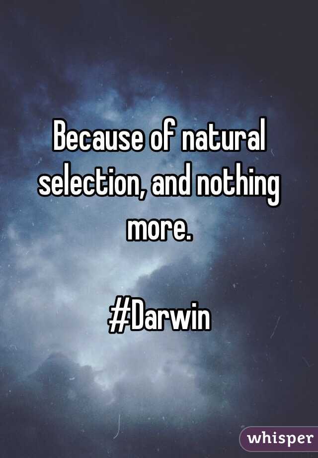 Because of natural selection, and nothing more. 

#Darwin