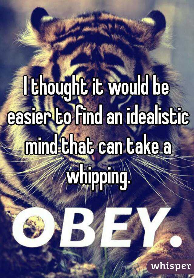 I thought it would be easier to find an idealistic mind that can take a whipping.