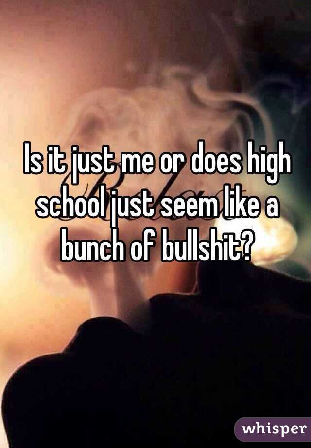 Is it just me or does high school just seem like a bunch of bullshit?