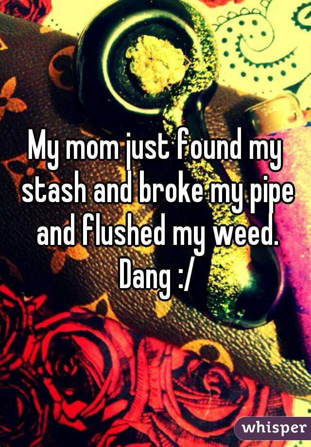 My mom just found my stash and broke my pipe and flushed my weed. Dang :/
