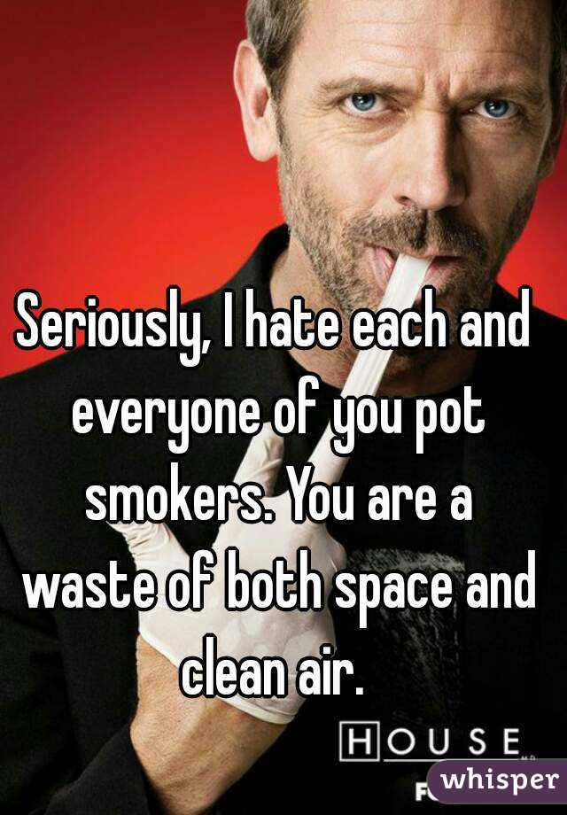 Seriously, I hate each and everyone of you pot smokers. You are a waste of both space and clean air. 