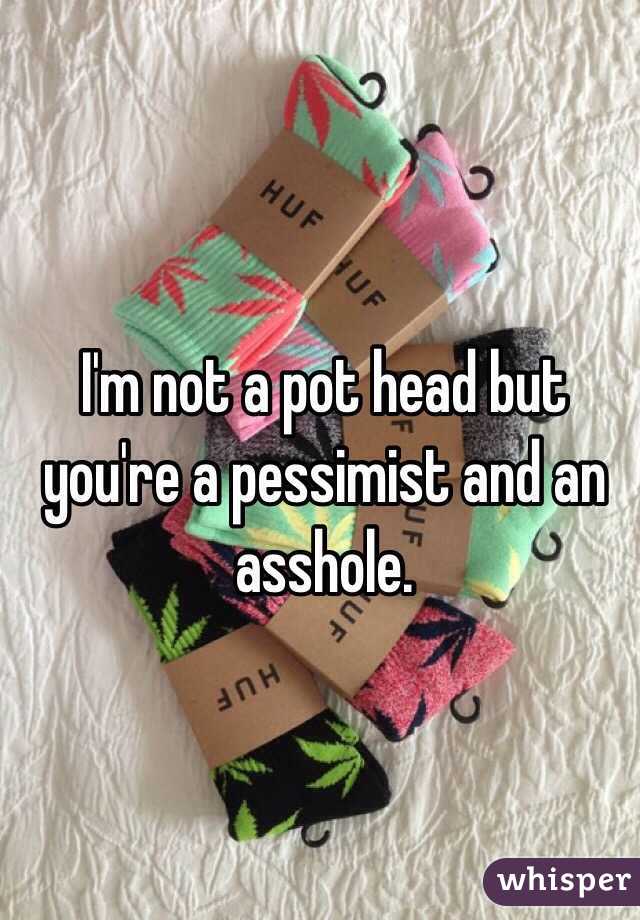 I'm not a pot head but you're a pessimist and an asshole.