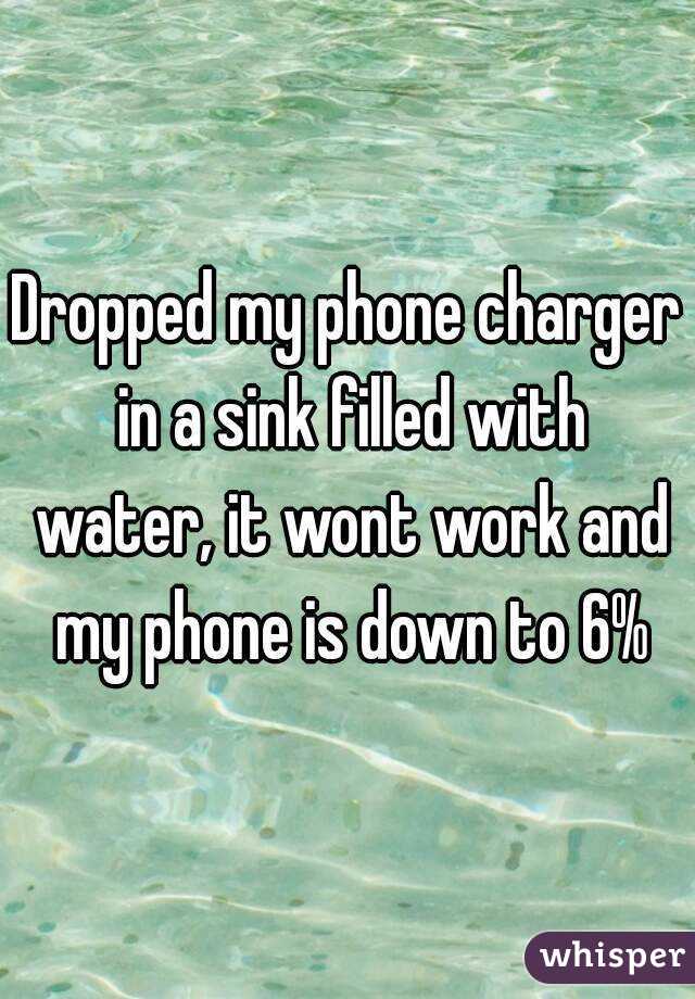 Dropped my phone charger in a sink filled with water, it wont work and my phone is down to 6%