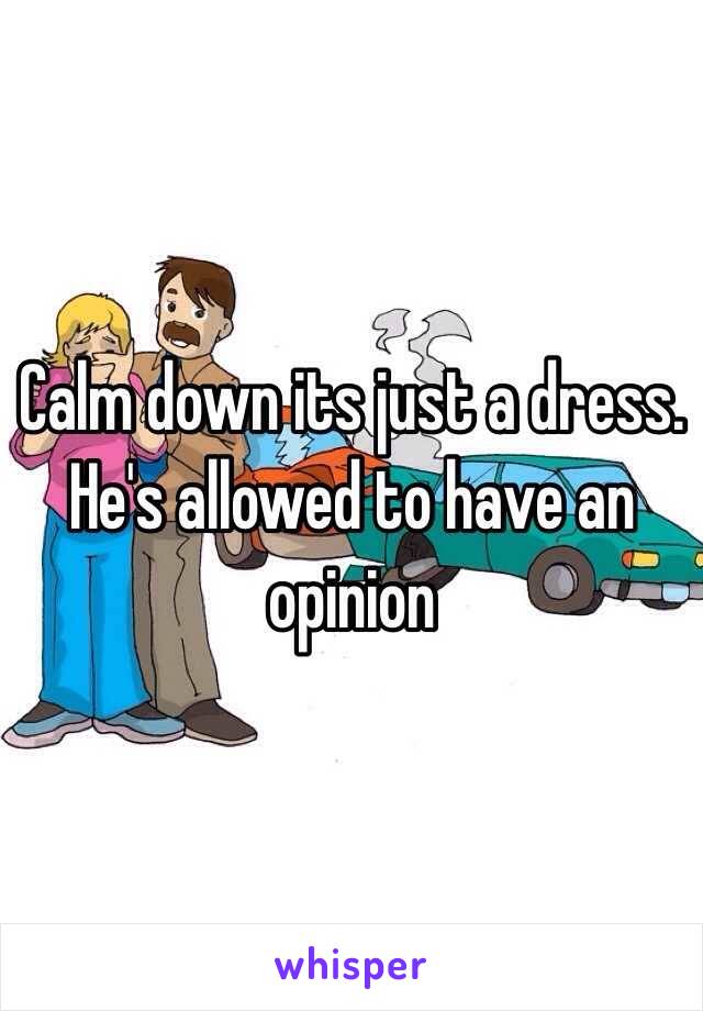 Calm down its just a dress. He's allowed to have an opinion 