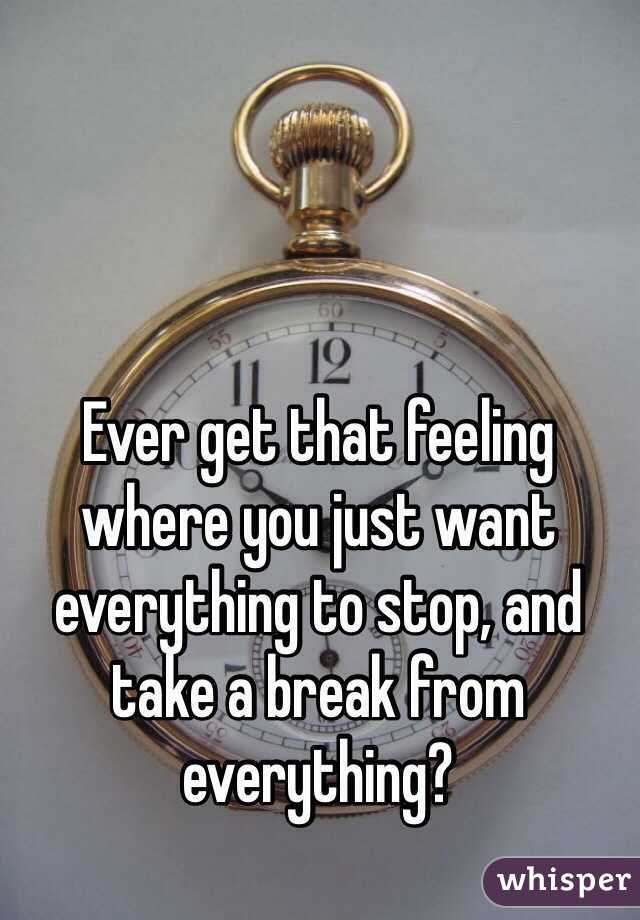 Ever get that feeling where you just want everything to stop, and take a break from everything?