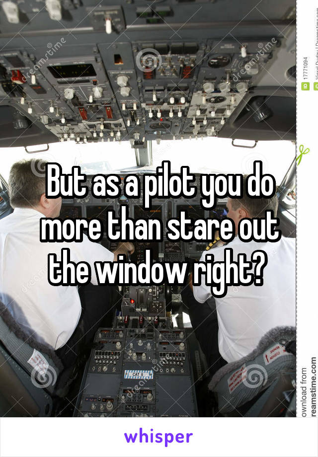 But as a pilot you do more than stare out the window right? 