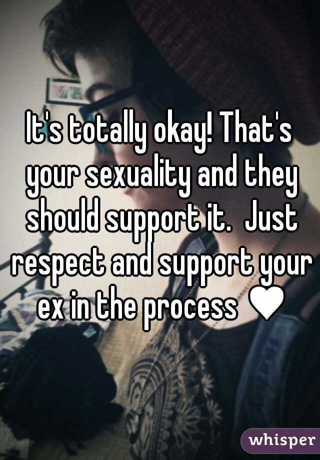 It's totally okay! That's your sexuality and they should support it.  Just respect and support your ex in the process ♥