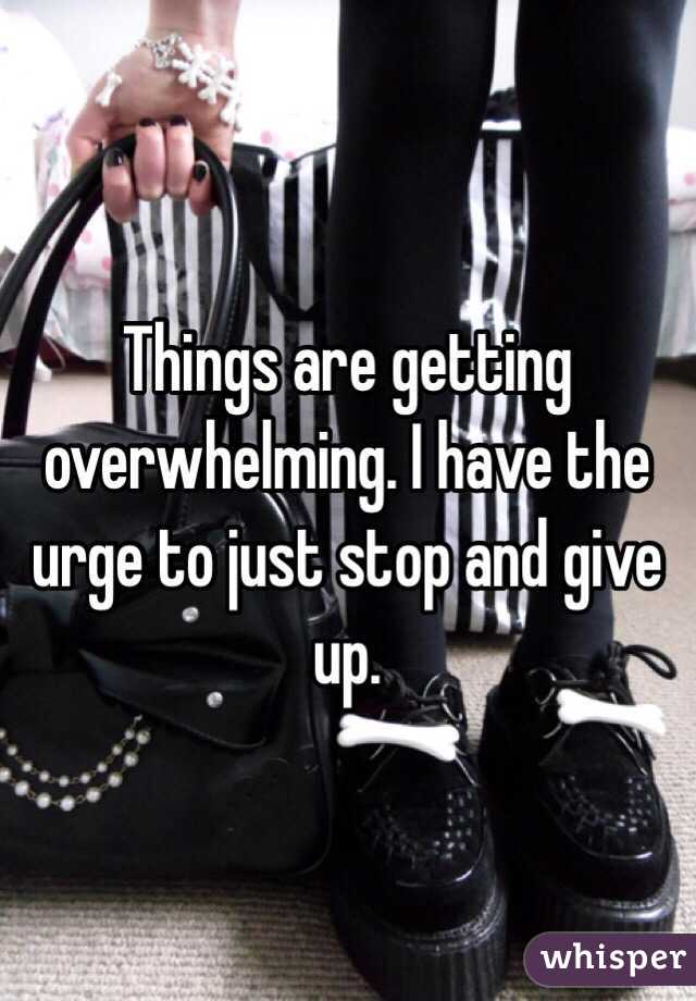 Things are getting overwhelming. I have the urge to just stop and give up.
